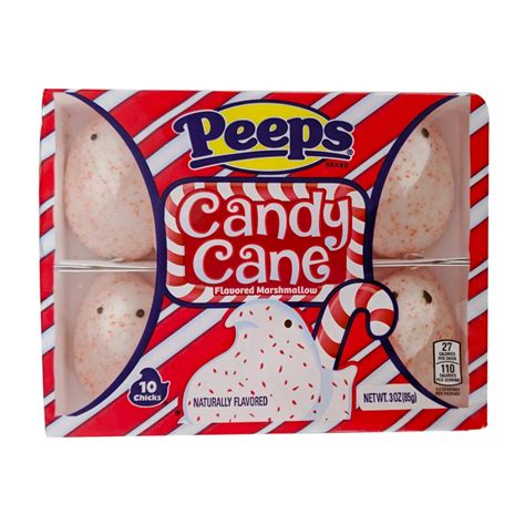 Candy Cane Marshmallow Peeps 2 Pack Marshmallow Chicks With Candy