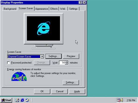 Windows 98 Screensaver Channel Old Computers Windows 98 Display