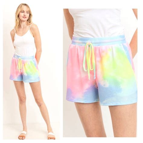 Tye Dye Thermal Knit Drawstring Shorts With Pockets In 2020 Shorts