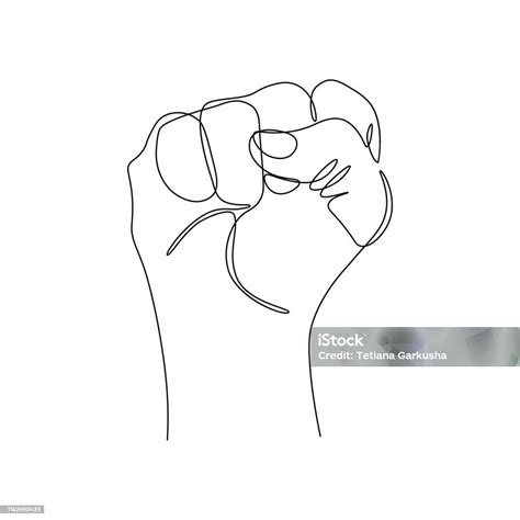 Fist Gesture Stock Illustration Download Image Now Fist Line Art Strength Istock