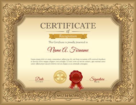 Luxury Golden Certificate Template Vector Free Download