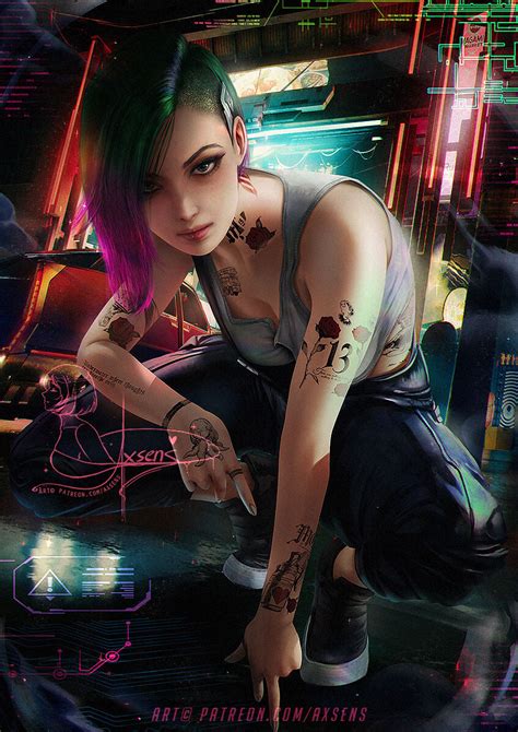 Judy Alvarez Cyberpunk 2077 Axsens Artist Игры картинки гифки прикольные комиксы