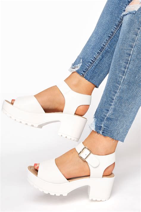 White Chunky Two Part Platform Sandals In Regular Fit Yours Clothing