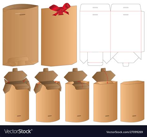 Paper Bag Packaging Die Cut Template Design Vector Image