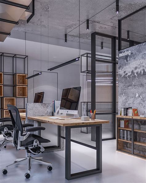 Industrial Office Studio On Behance Office Interior Design Modern