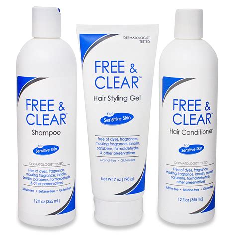 Free And Clear Shampoo 12 Oz Conditioner 12 Oz Styling Gel 7 Oz