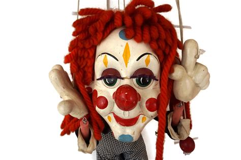 Giant Pelham Bimbo Clown Puppet 1960s Large String Marionette Toy