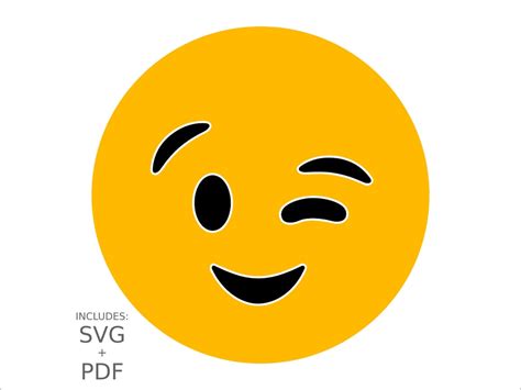 Cuttable Emoji Svg Winking Blinking Emoticon Flirty Smiley Face 1