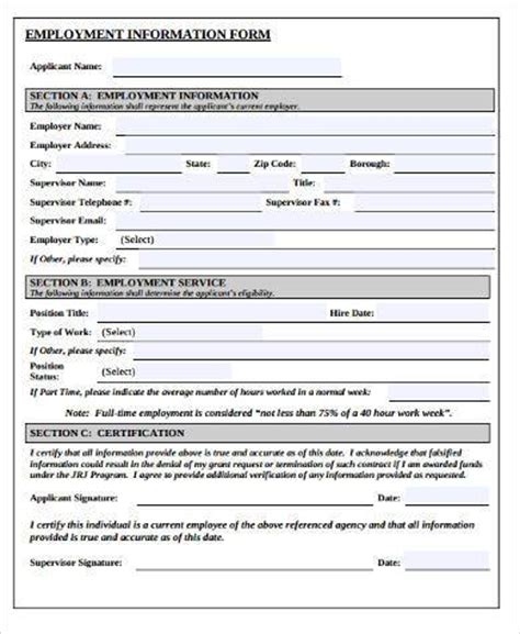 Fillable and printable employment forms 2021. FREE 9+ Sample Employment Information Forms in PDF | MS Word