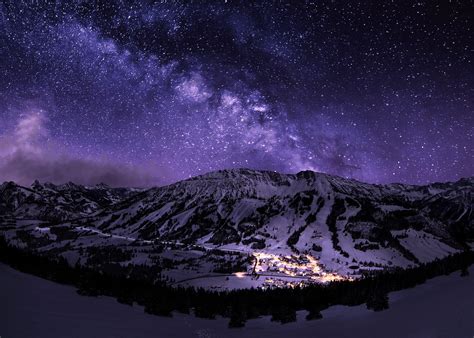 1536x864 Resolution Mountain Under Sky With Stars Illustration Stars Night Landscape