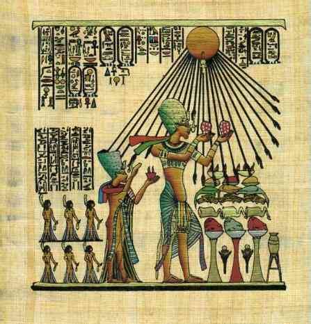 Aton, the egyptian solar god. Akhenaton, Pharaoh of Ancient Egypt