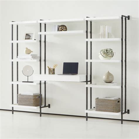 Flex Modular Tall Desk And 2 Bookcases Crate And Barrel Modern Home