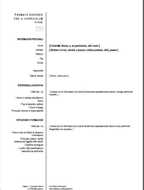Check spelling or type a new query. Cv Europass Modello Da Compilare Modello Template ...