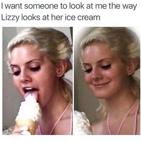 Two Pictures Of A Woman Eating An Ice Cream Cone With Her Mouth Open And Smiling