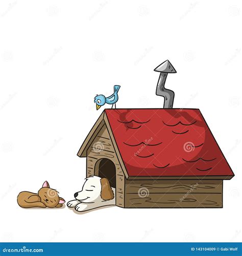Sleeping Cat And Dog Stock Vector Illustration Of Nice 143104009