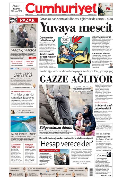 Cumhuriyet Gazetesi Ekim Pazar G N Man Eti