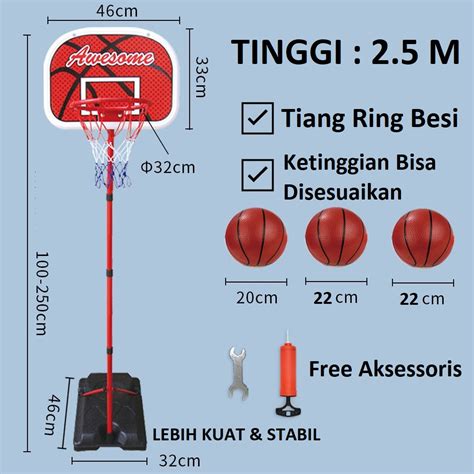 Jual 25 Meter Mainan Basket Bola Ring Basket Tinggi 25 M Tiang Dan