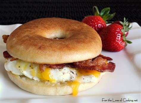 Bacon Egg Sharp Cheddar Bagel Sandwich For The Love Of Cooking