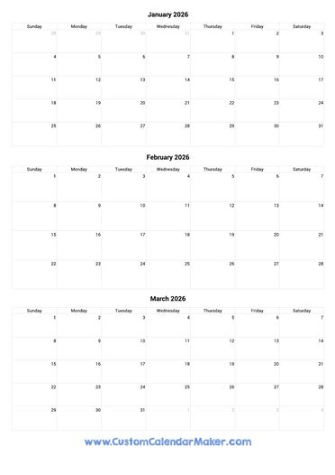 January 2026 Printable Calendars Blank Pdf Templates