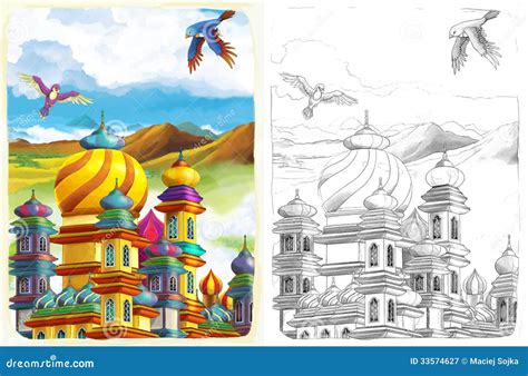 The Sketch Coloring Page - Artistic Style Fairy Tale Stock Illustration