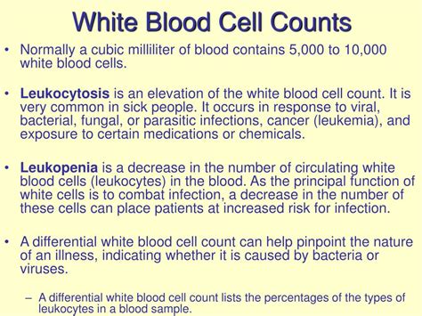White Blood Cell Count Chart