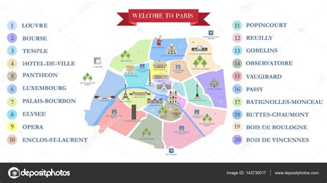 Mappa Dettagliata Di Vettore Della Città Di Parigi Con Le Sue Famose