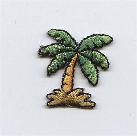 Small Mini Tropical Palm Tree Iron On Applique Embroidered