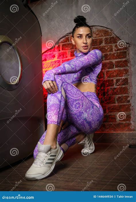 Fitness Model Shoot In Gym Editorial Stock Image Image Of Model