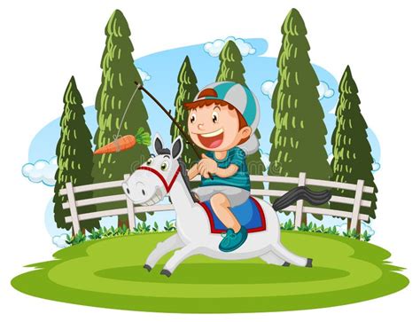 Cartoon Boy Riding Horse Stock Vector Illustration Of Equestrian
