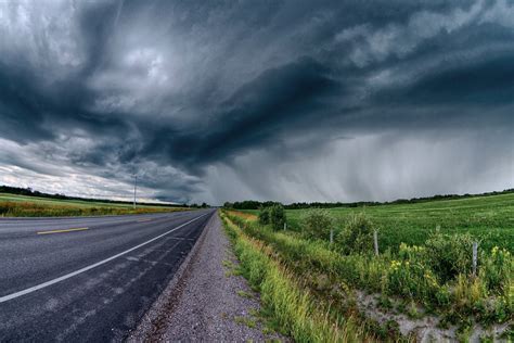 Road Clouds Field Landscape Storm Rain Wallpapers Hd Desktop And