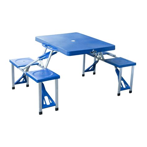 Outsunny Portable Foldable Camping Picnic Table With Seats Chairs And