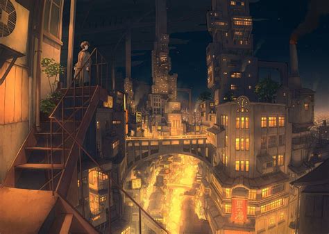 Pin By Nyyoro On Anime Art Sci Fi City Cityscape Scenery