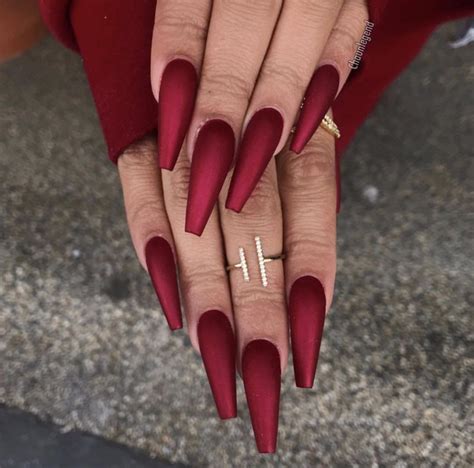 Red Acrylic Nails Coffin Nails Salon