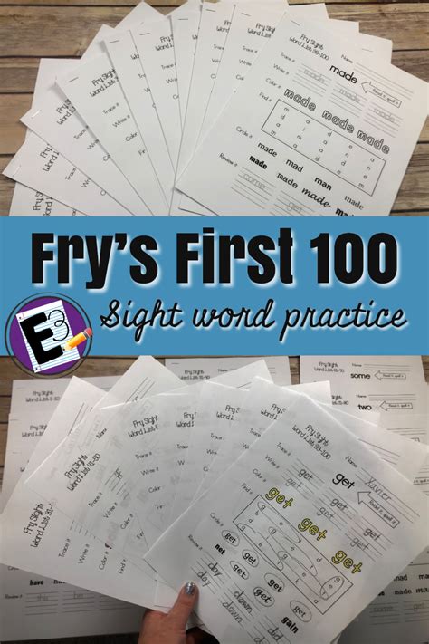 Fry Sight Words Practice First 100 Words Bundle Word Practice