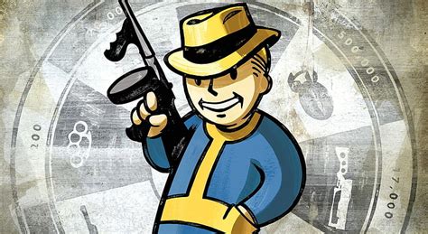 Hd Wallpaper Fallout New Vegas Vault Boy Man Holding Gun