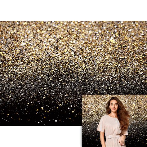 Seekpro Black And Gold Glitter Sequin Golden Spot Black Prom Backdrops