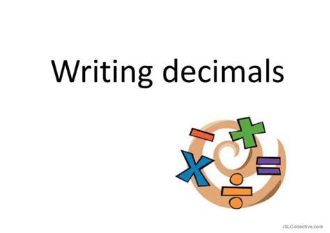 Writing Decimals English Esl Powerpoints