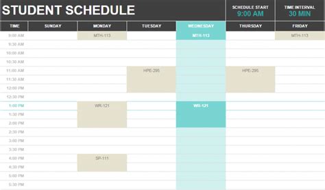 School Schedule Template Template Haven