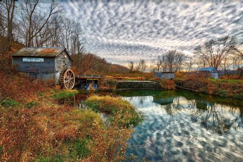 Wisconsin Fall Mill Pond Trees Landscape Wallpapers Hd Desktop
