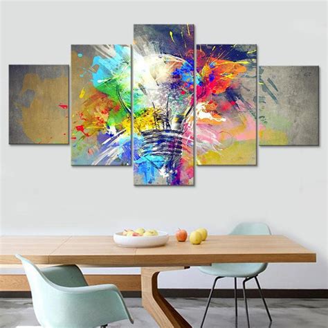 Colour Splash Abstract 5 Panel Canvas Art Wall Decor Canvas Storm