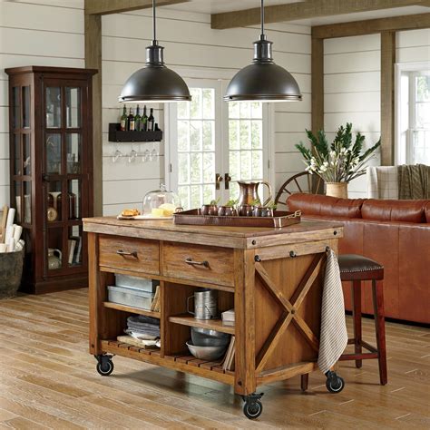 Vargas Solid Wood Kitchen Cart Rustic Kitchen Island Chic Kitchen