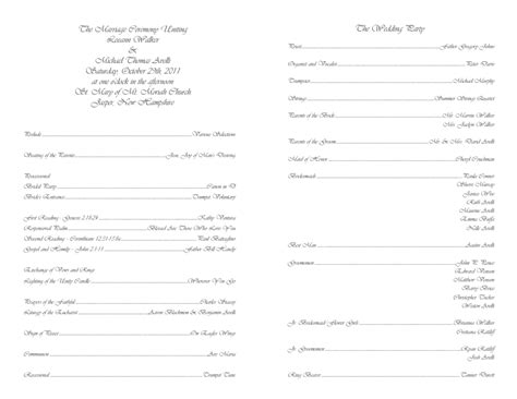 catholic wedding program template