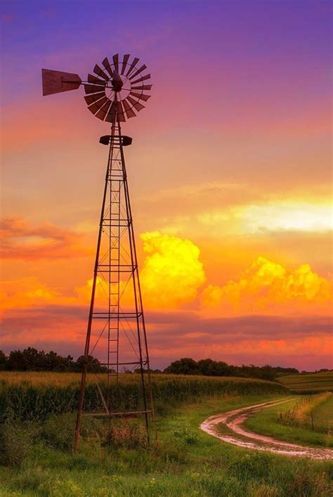 Sunsetsunrise Farm Windmill Old Windmills Windmill Pictures