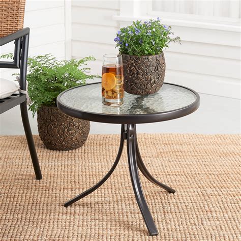 Mainstays Round Glass Patio Table 20 D Dark Brown Finish