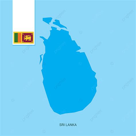 Sri Lanka Country Map With Flag Over Blue Background 4