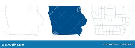 Iowa Map Detailed Blue Outline And Silhouette Administrative