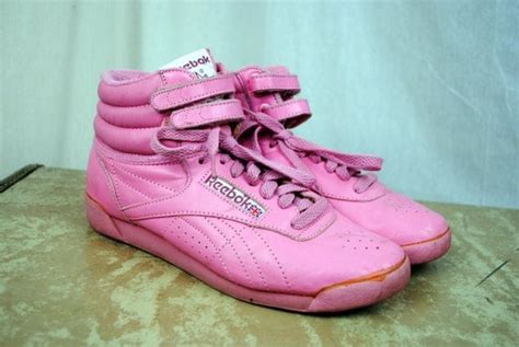 Vintage 80s Reebok Pink New Wave High Tops Sneakers By Rogueretro