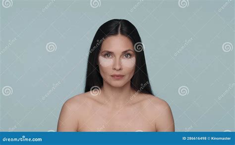 Brunette Woman Doing Facial Skin Care Procedures Portrait Of A Seminude Woman With Hyaluronic