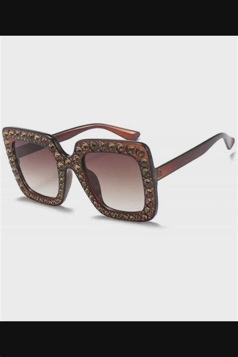 oversized diamond sunglasses women handmade square frame eyewear 67mm uv400 brown