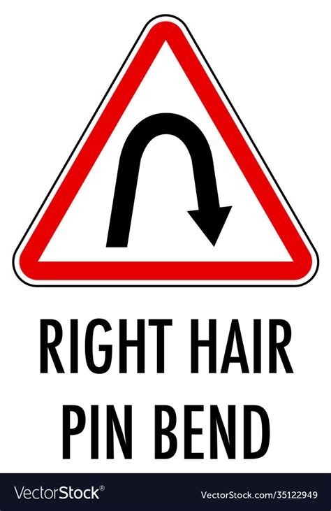 Right Hair Pin Bend Sign Isolated On White Vector Image